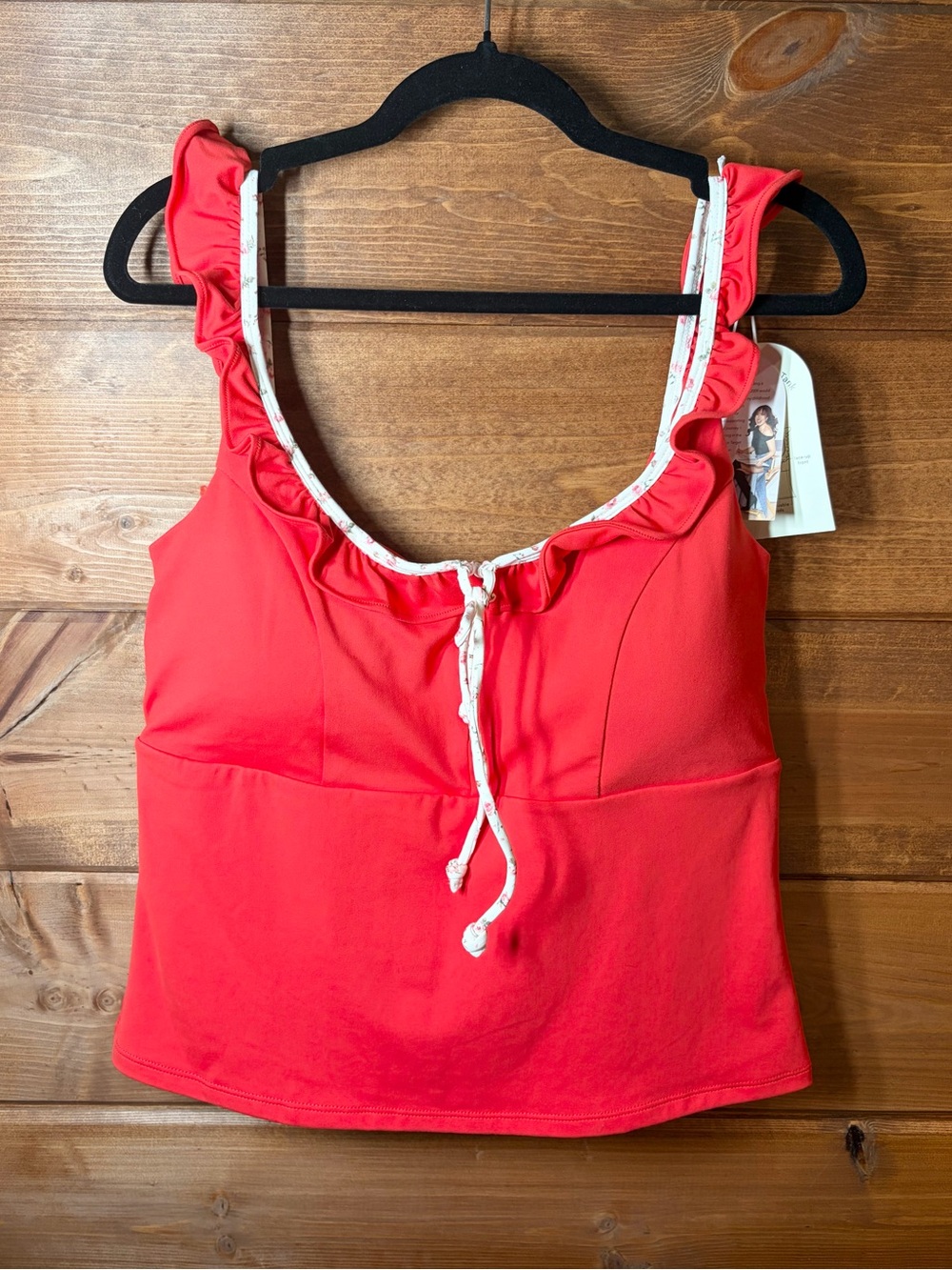 Logilates Ruffle-Trim Red Tie-Front Tank Top Size XL ❤️